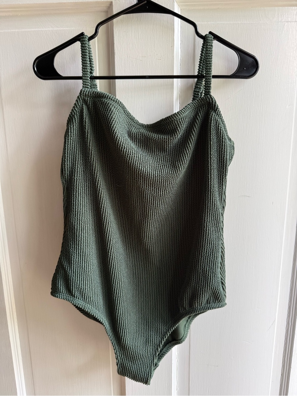 Kona Sol Olive Textured Womens One-Piece Swimsuit with Braided Straps
